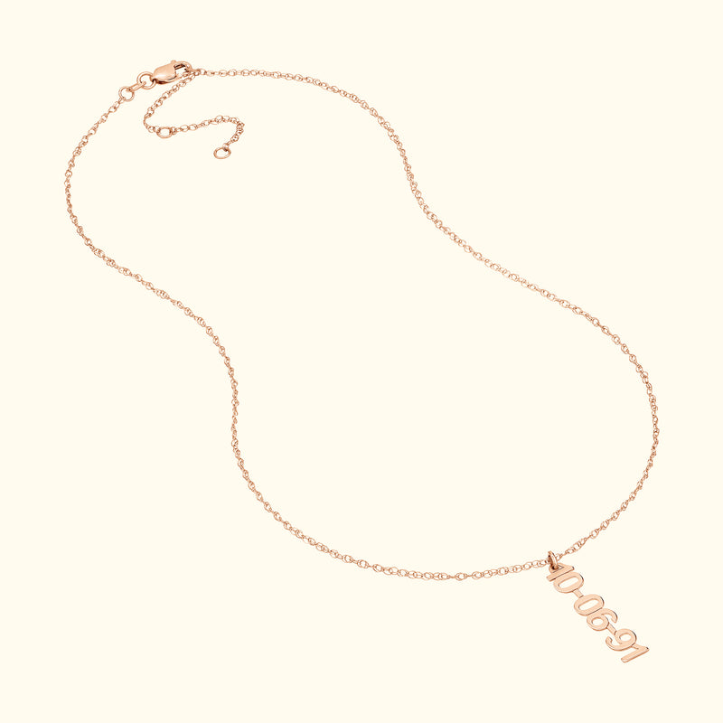 Vertical Block Numeral Necklace