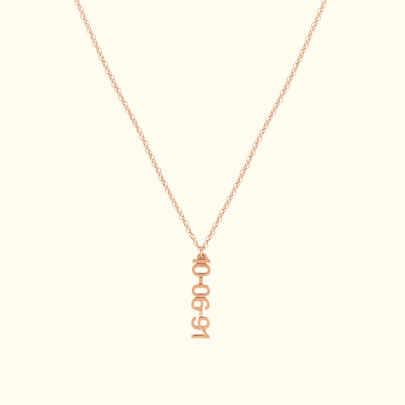 Vertical Block Numeral Necklace