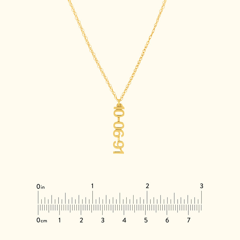 Vertical Block Numeral Necklace