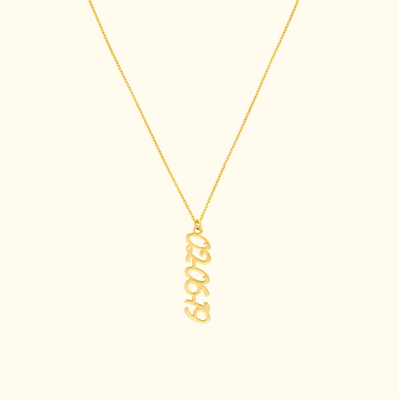 Vertical Script Numeral Necklace ( 7mm)