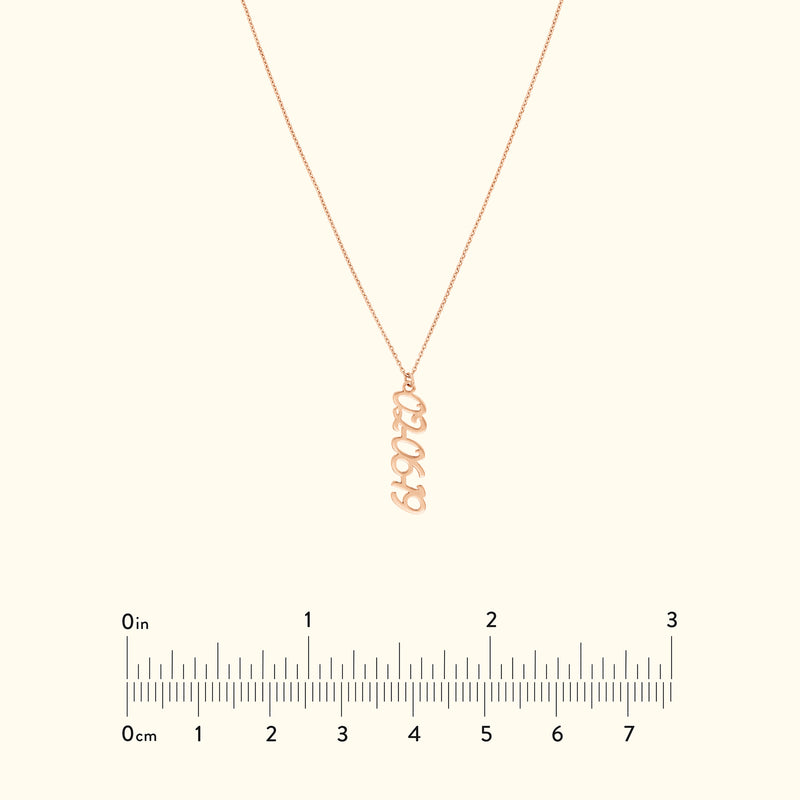 Vertical Script Numeral Necklace