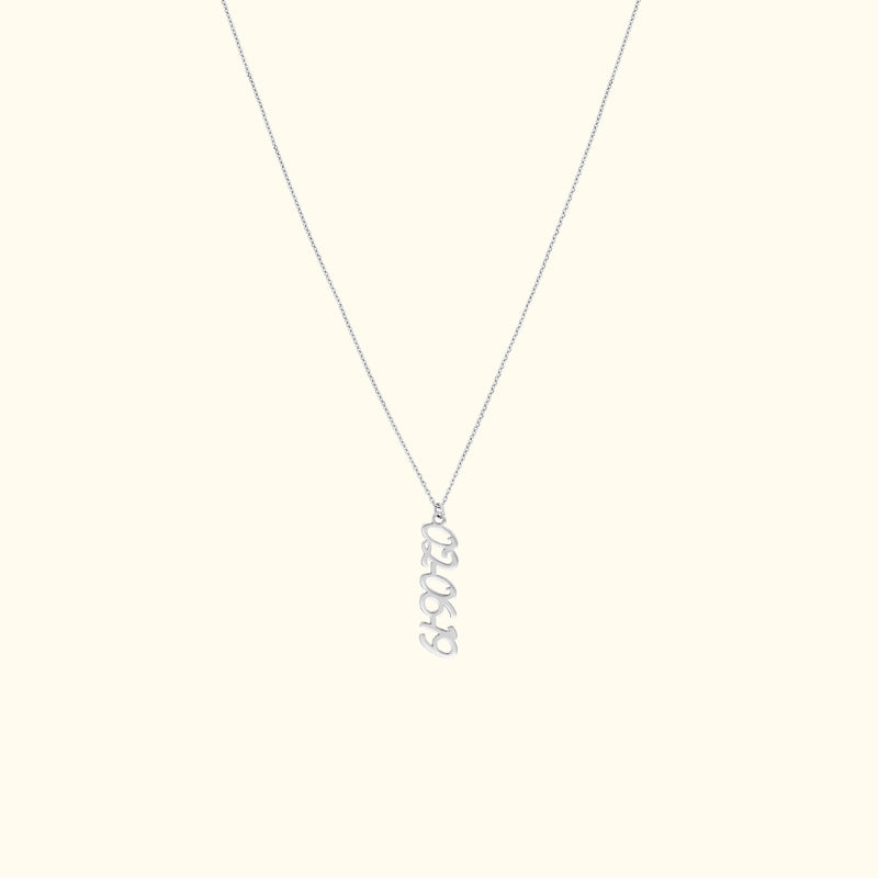 Vertical Script Numeral Necklace