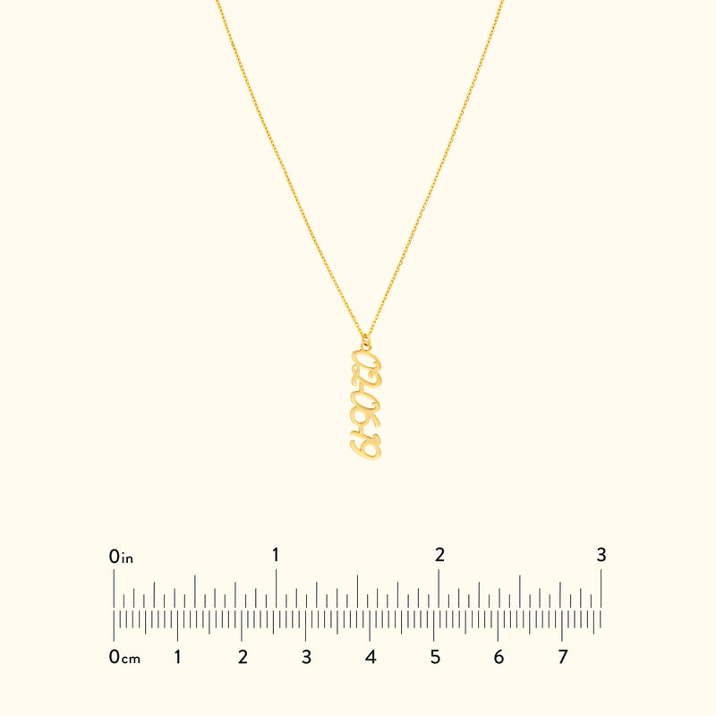 Vertical Script Numeral Necklace