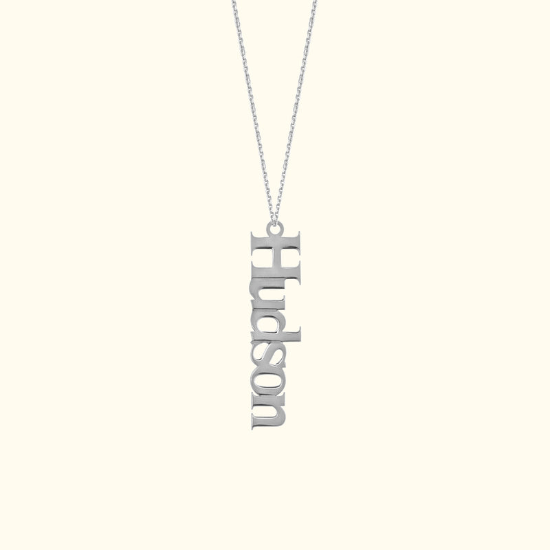 Vertical Typewriter Pendant Necklace - 7mm Customizable