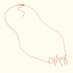 Rose gold personalized necklace featuring the name "Mary" in a cursive font.