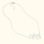 Silver necklace with the name "Mary" delicately scripted as the centerpiece.