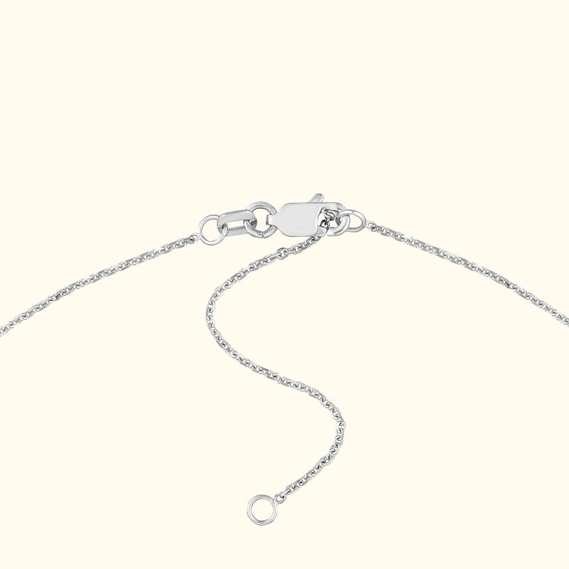 Silver chain necklace with a lobster clasp and adjustable links.