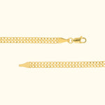 Shiny gold chain necklace with a lobster clasp and a sleek, delicate design.