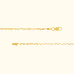 Delicate gold chain with a lobster clasp, displayed against a light background.