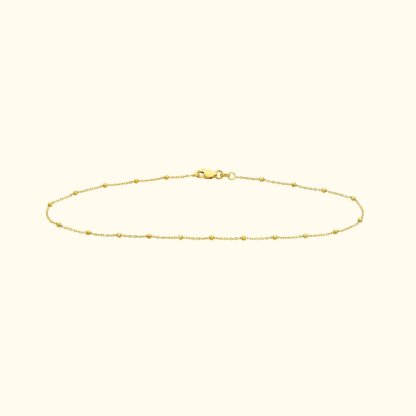 Faceted Bead Saturn Chain Anklet 10"