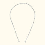 Silver chain necklace with elongated links, displayed against a light background.