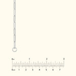 Silver chain with elongated links, displayed against a light background.