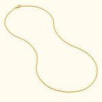 Delicate gold chain necklace with an alternating oval and round link design.