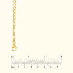 Gold chain necklace with a lobster clasp, featuring links in a simple design.