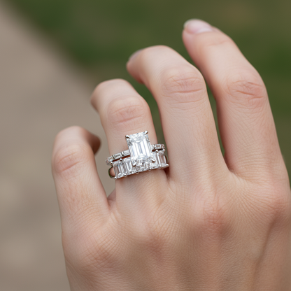 'Clara' 5 Stone 3.00ct Emerald Diamond Wedding Band