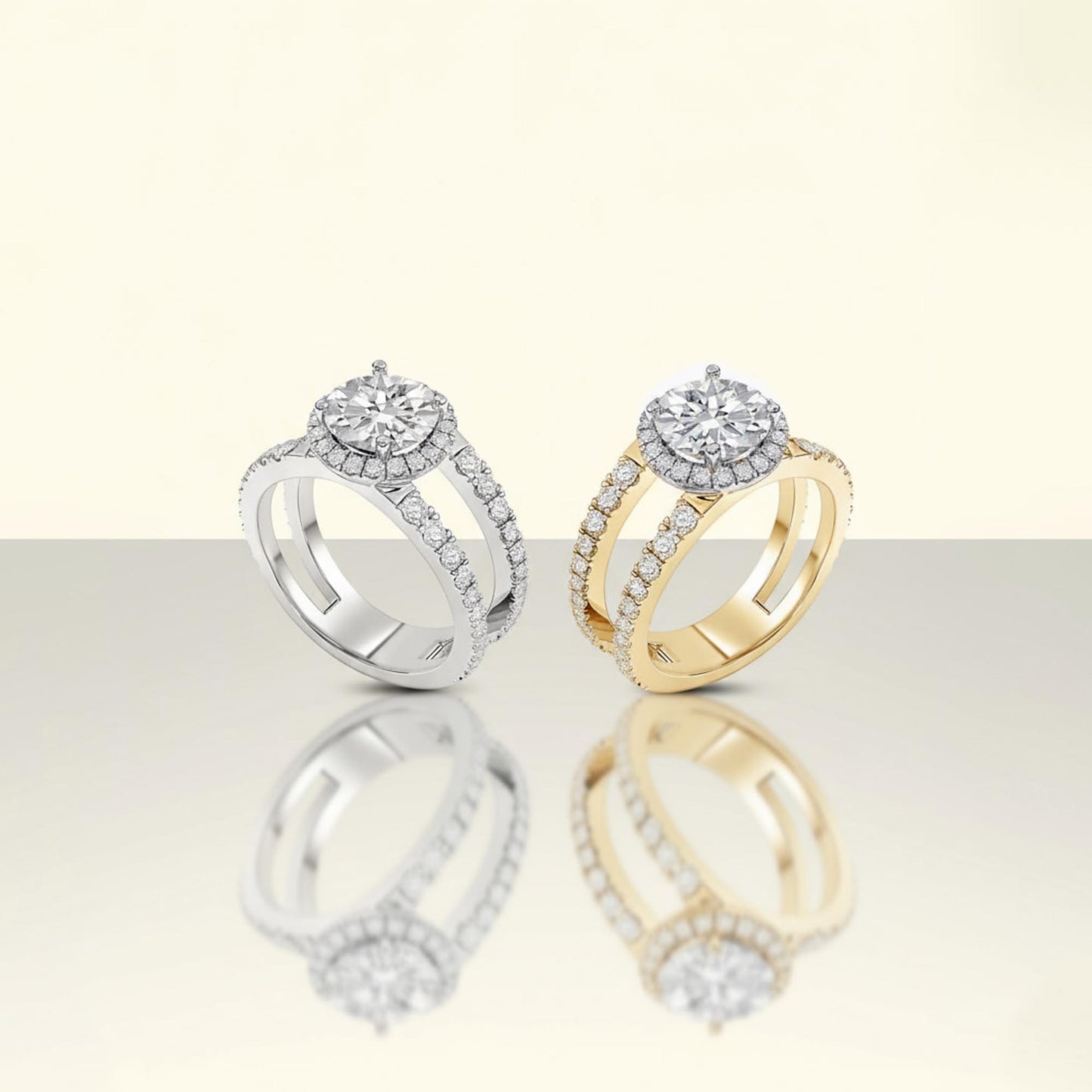 Goldie' Round Diamond Ring with Halo Design