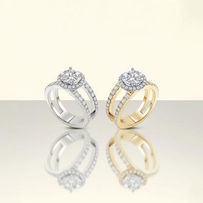 Goldie' Round Diamond Ring with Halo Design