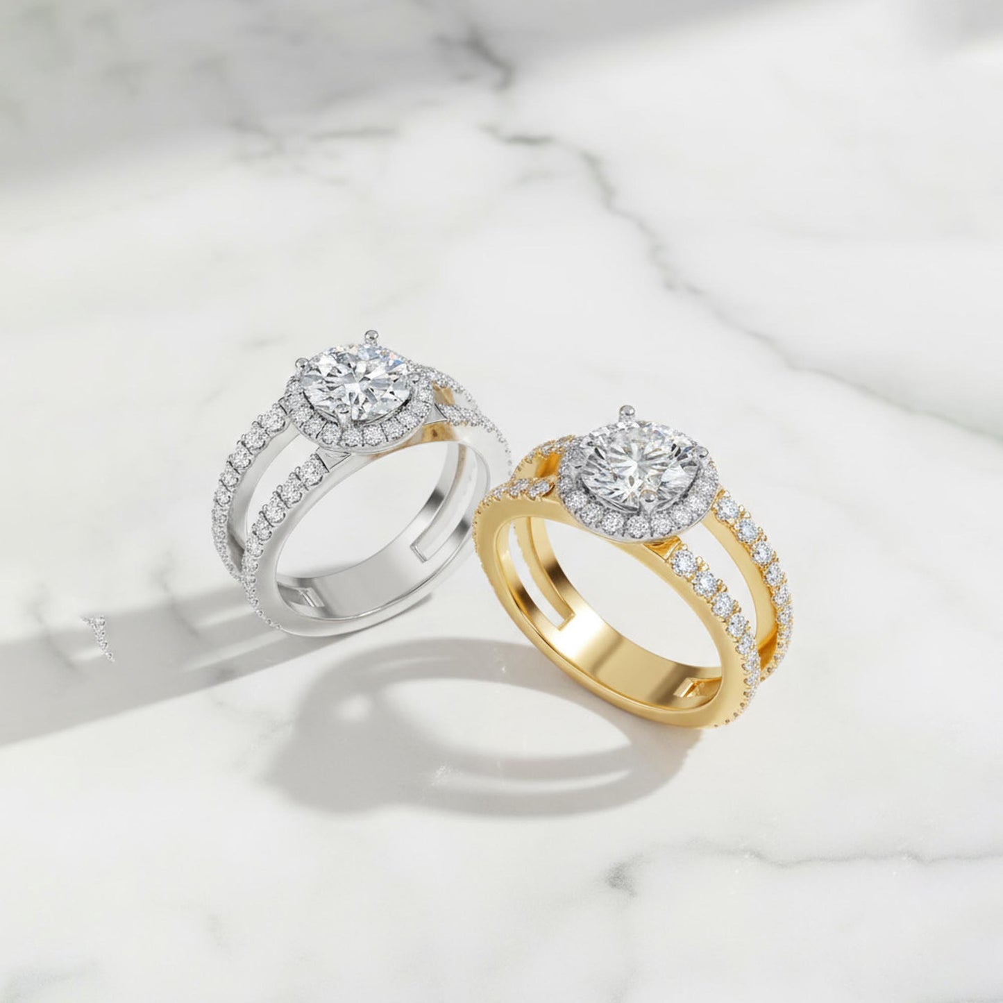 Goldie' Round Diamond Ring with Halo Design