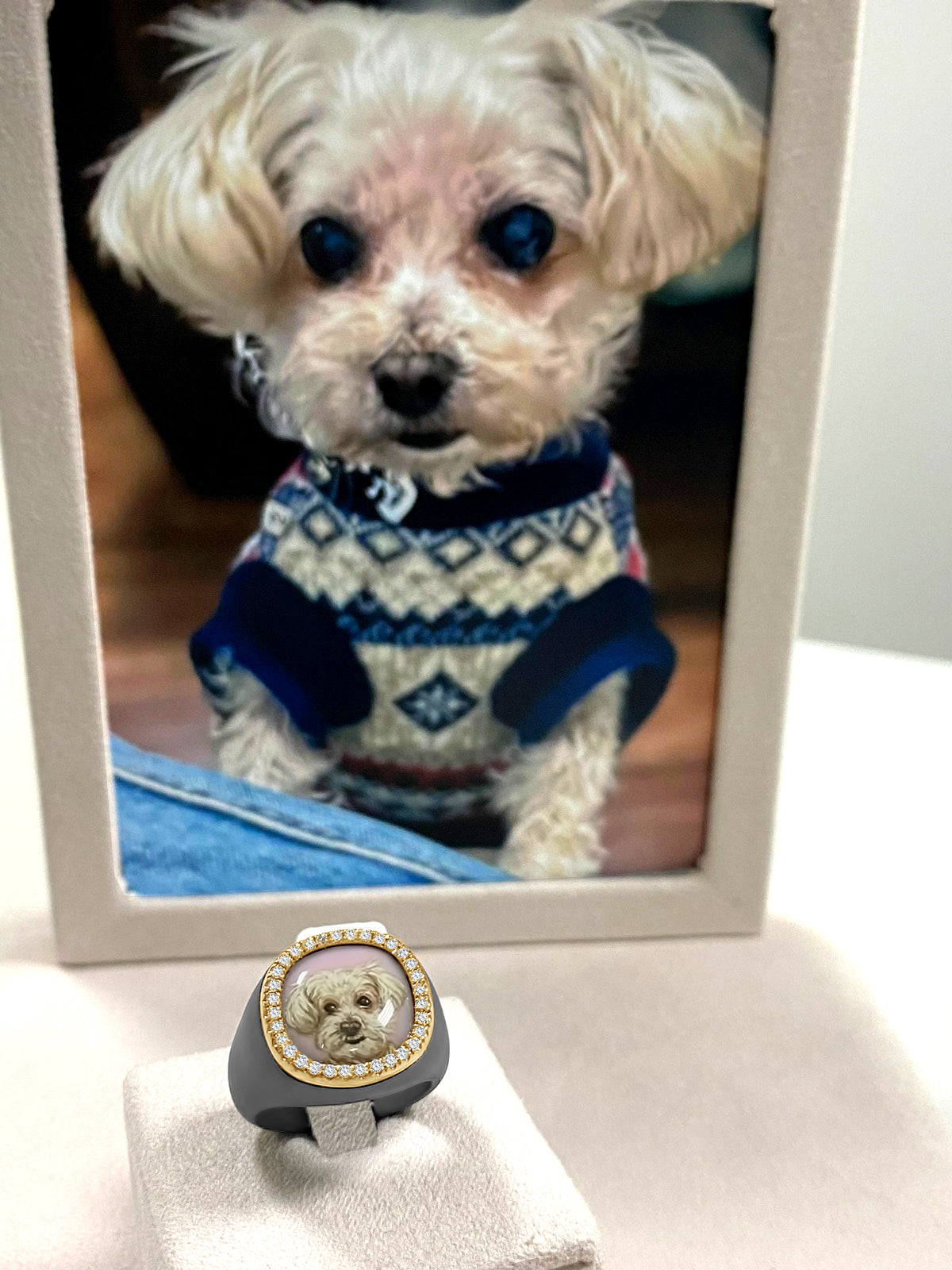 The Billig Custom Hand-Painted Pet Pawtrait Ring