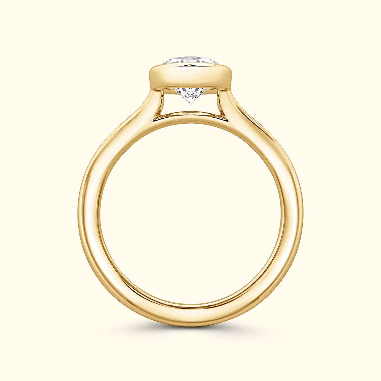 Elegant yellow gold engagement ring featuring a prominent diamond centerpiece.