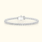 Elegant silver bracelet with sparkling gemstones and a secure clasp.