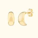 Gold hoop earrings with a smooth, polished finish, displayed against a light background.
