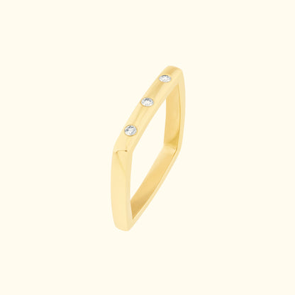 Bold Gold Diamond Square Band Ring