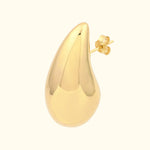 Polished gold teardrop earring with a simple post back.