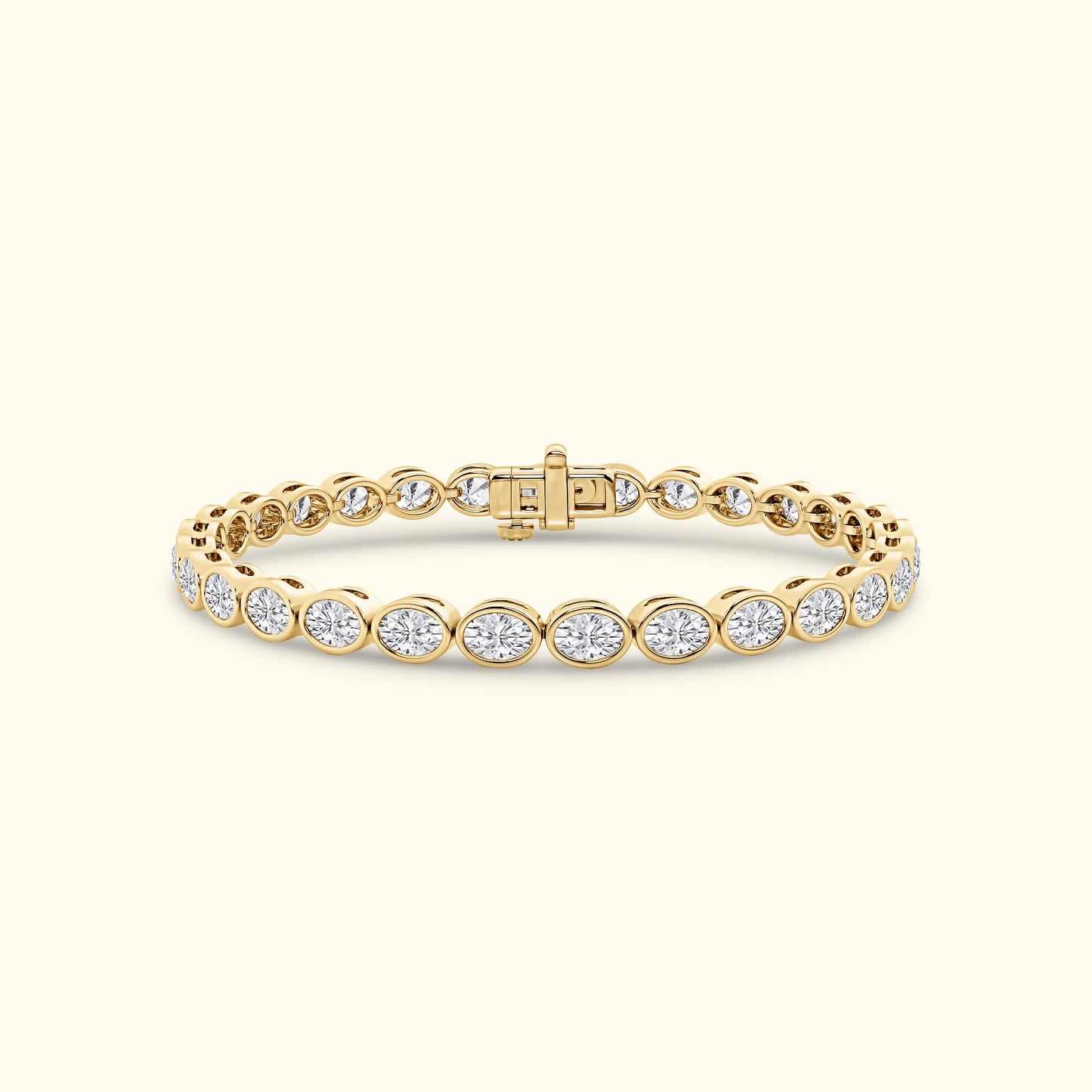 Gold bracelet set with round, sparkling diamonds arranged in a delicate pattern.