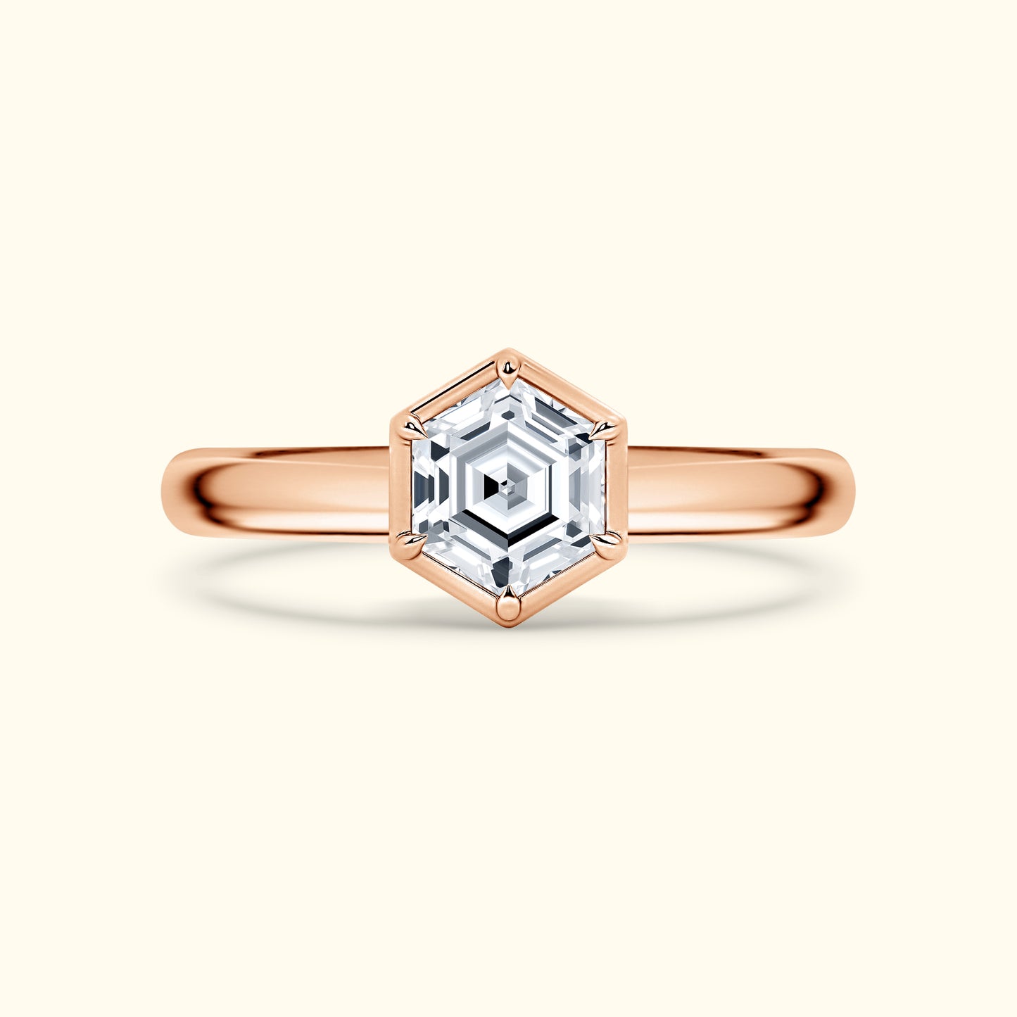 Hexagon 1.00ct  Diamond solitaire ring