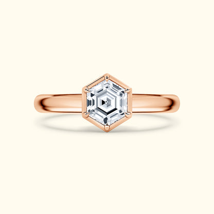 Hexagon 1.00ct  Diamond solitaire ring