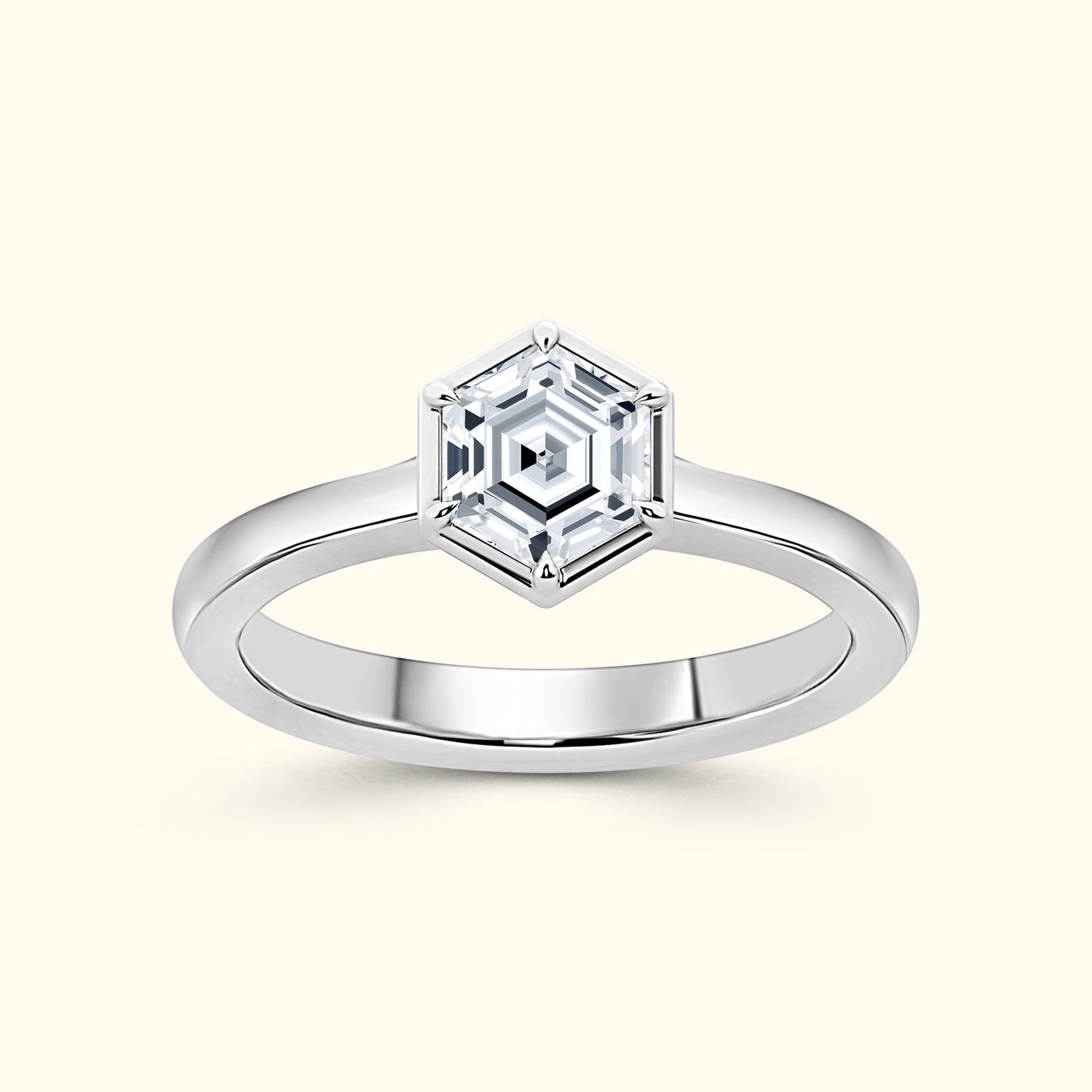 Hexagon 1.00ct  Diamond solitaire ring