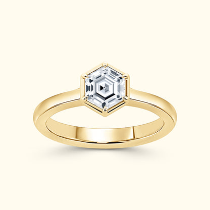 Hexagon 1.00ct  Diamond solitaire ring