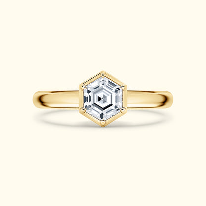 Hexagon 1.00ct  Diamond solitaire ring