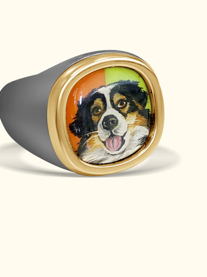 The Billig Custom Hand-Painted Pet Pawtrait Ring