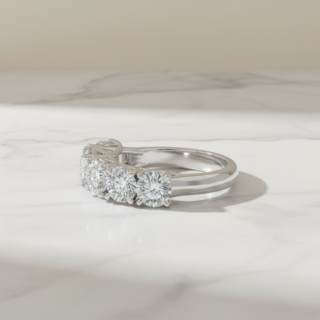 'Addison' 5 Stone Round Diamond Wedding Band