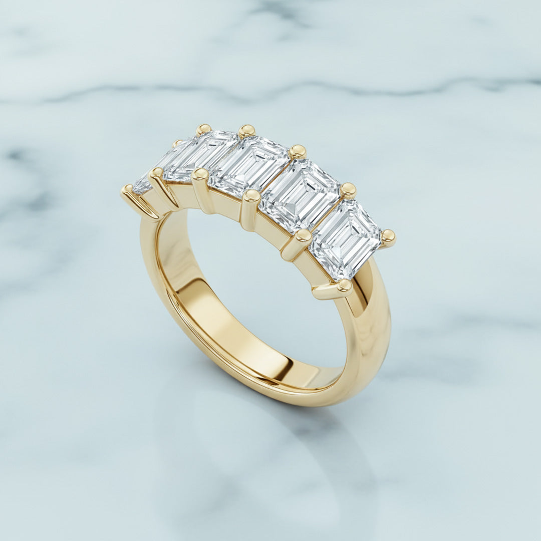 'Clara' 5 Stone 3.00ct Emerald Diamond Wedding Band