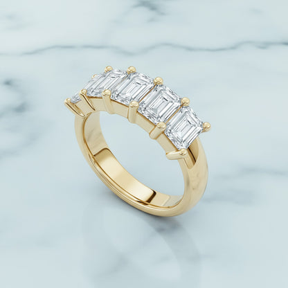 'Clara' 5 Stone 3.00ct Emerald Diamond Wedding Band