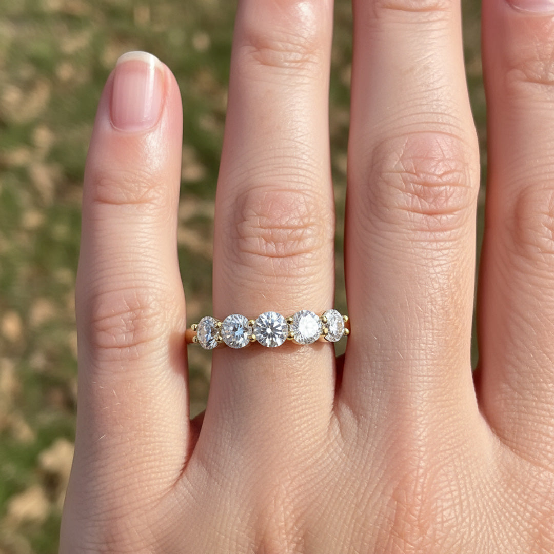 'Emily' 5 Stone 2.00ct  Round Diamond Wedding Band