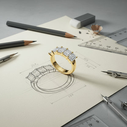 'Clara' 5 Stone 3.00ct Emerald Diamond Wedding Band