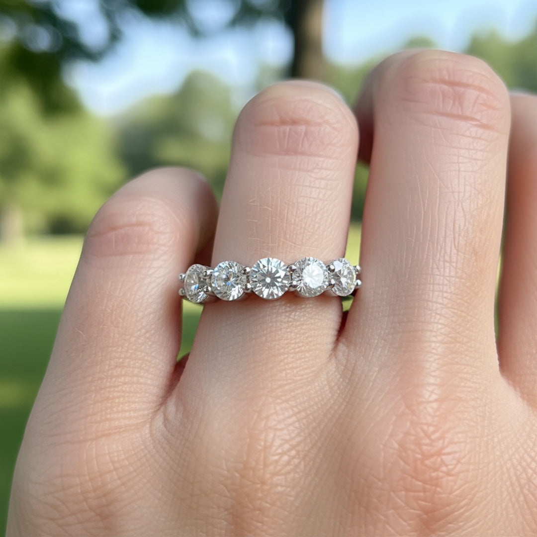 'Emily' 5 Stone 2.00ct  Round Diamond Wedding Band