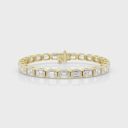 Bezel Set 5.00ct Emerald Cut Bracelet