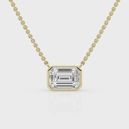 2.00ct Bezel Set Emerald Cut Necklace