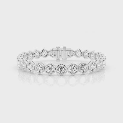 Hexagon Cut Diamond Tennis Bracelet