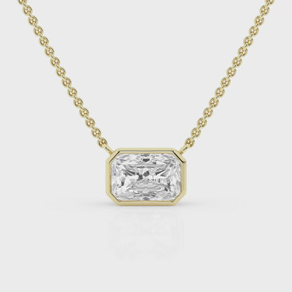 Bezel Set 2.00ct Radiant Cut Diamond Necklace