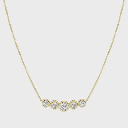 Bezel Set Round 5 Stone 2.00ct Necklace