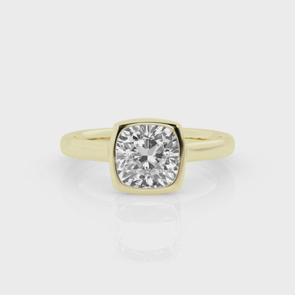 Bezel Set 2.00ct Cushion Cut Diamond Ring