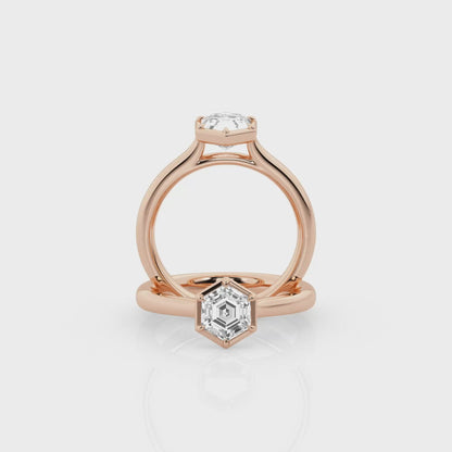 Hexagon 1.00ct  Diamond solitaire ring