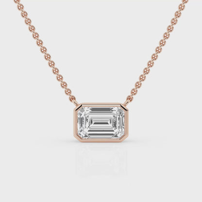 2.00ct Bezel Set Emerald Cut Necklace