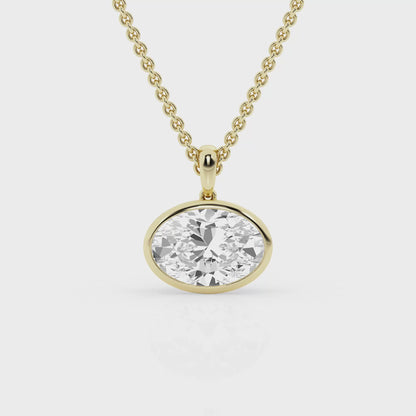 Bezel Set 2.00ct Oval Cut Diamond Necklace